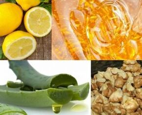 Walnusssaft, Honig, Zitrone und Aloe zum Boosten